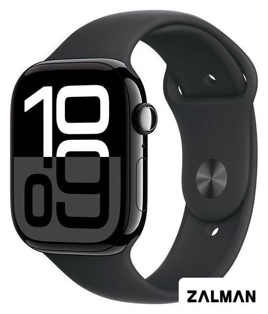 Умные часы Apple Watch Series 10 46 мм (алюминиевый корпус, черный/черный, спортивный силиконовый ремешок S/M)