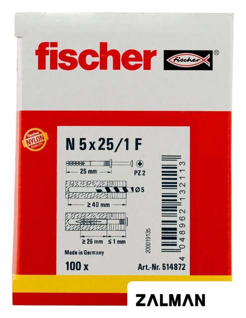 Дюбель-гвоздь Fischer N 5 x 25/1 F 514872 (100 шт)