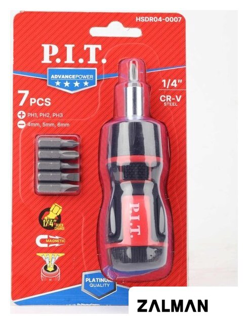 Набор отвертка с битами P.I.T. Advance HSDR04-0007 (7 предметов)