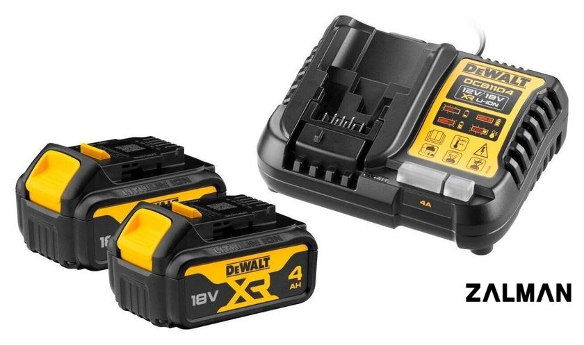 Аккумулятор с зарядным устройством DeWalt DCB1104M2 (18В/2x4 Ач)