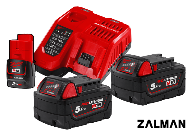 Аккумулятор с зарядным устройством Milwaukee M18 M18NRG-502 4933459217 (2 x 18В/5 Ач + 12В/2 Ач + 12-18В)