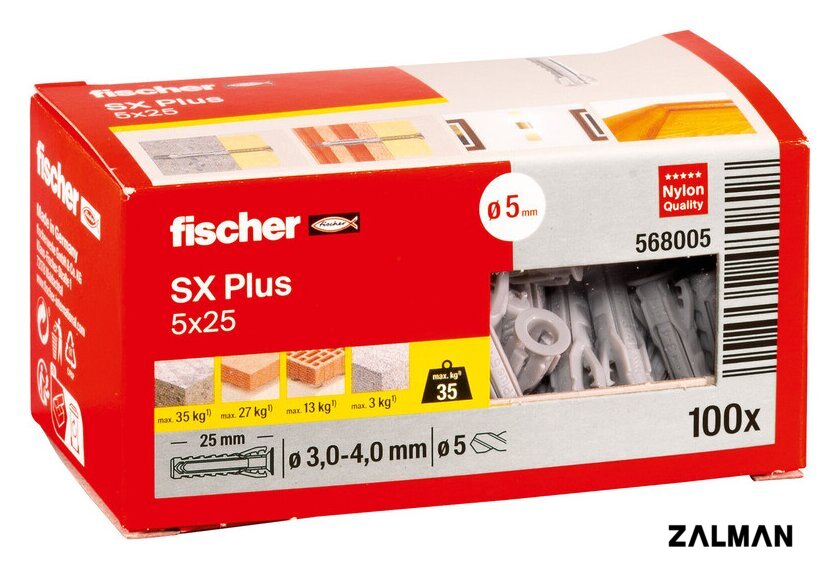 Дюбель универсальный Fischer SX Plus 5X25 568005 (100 шт)