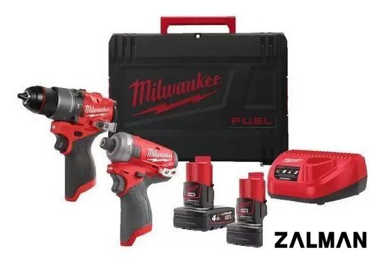 Наборы электроинструментов Milwaukee M12 FPP2E2-402X 4933480594 (шуруповерт, винтоверт, 2 АКБ, кейс)