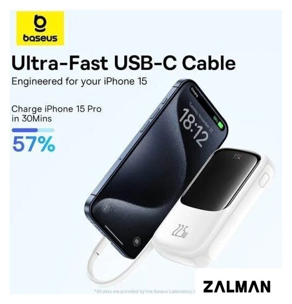 Внешний аккумулятор Baseus Qpow Pro+ Digital Display Fast Charge 22.5W 10000mAh (белый)