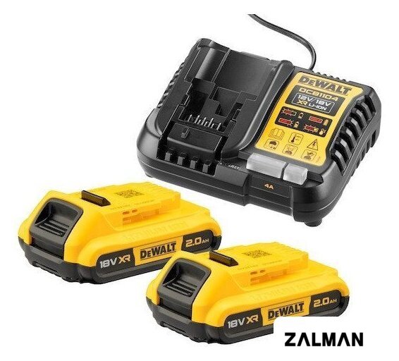 Аккумулятор с зарядным устройством DeWalt DCB1104D2 (18В/2x2 Ач + 12/18В)