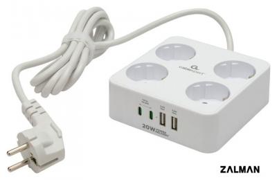 Сетевой фильтр Cablexpert PLT-4-C2U2-W-2