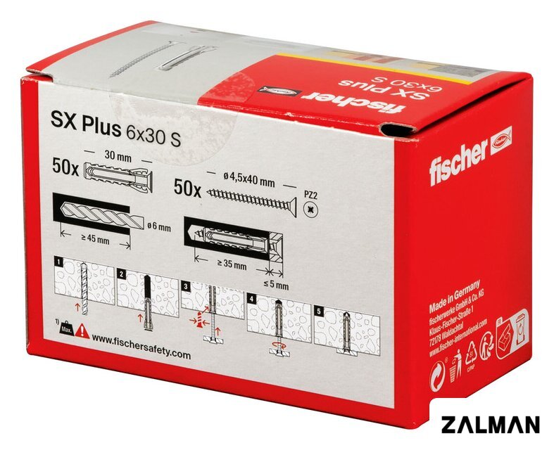 Дюбель универсальный Fischer SX Plus 6X30 S/Screw 568206 (50 шт)