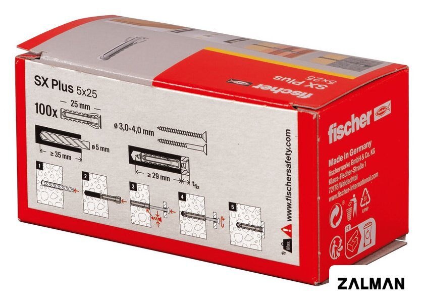 Дюбель универсальный Fischer SX Plus 5X25 568005 (100 шт)