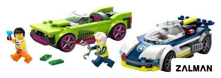 Конструктор LEGO City 60415 Погоня на полицейской машине и маслкаре