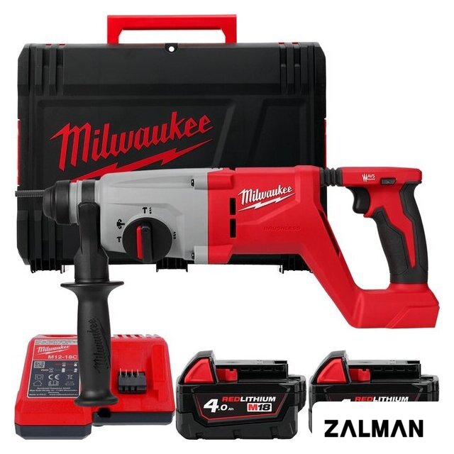Перфоратор Milwaukee M18 M18BLHACD26-402X 4933492480 (с 2-мя АКБ, кейс)