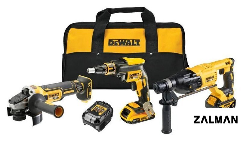 Наборы электроинструментов DeWalt DCK308DM (перфоратор, шуруповерт, болгарка, 2 АКБ, сумка)