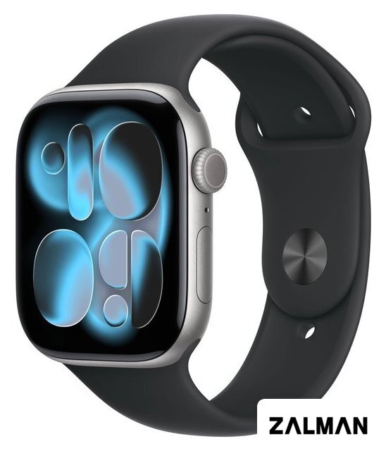 Умные часы Apple Watch Series 11 46 мм (алюминиевый корпус, космический серый/черный, спортивный силиконовый ремешок S/M)
