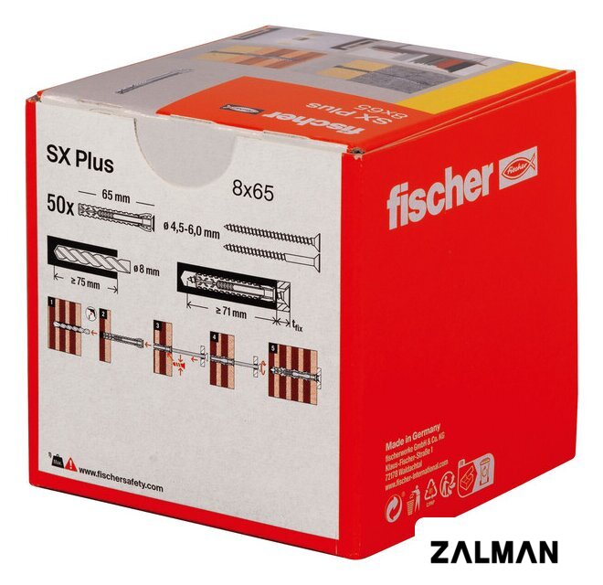 Дюбель универсальный Fischer SX Plus 8X65 568108 (50 шт)