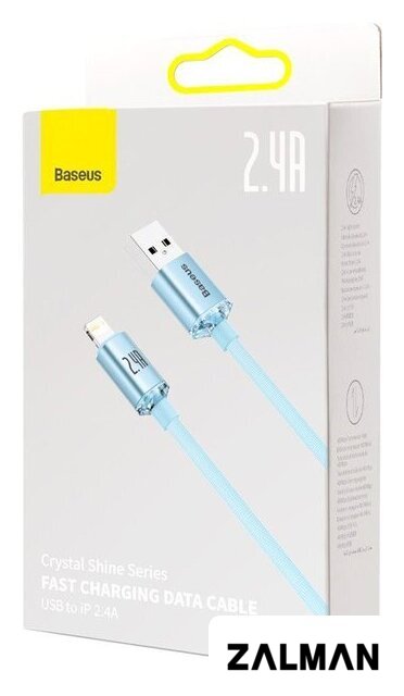 Кабель Baseus Crystal Shine USB Type-A - Lightning (1.2 м, голубой)