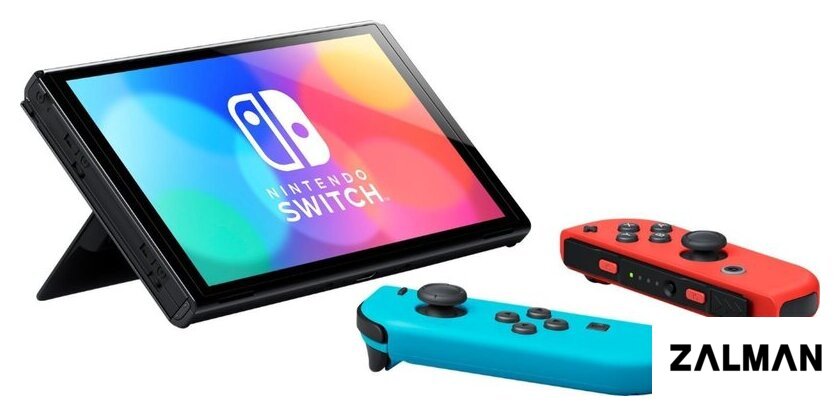 Игровая приставка Nintendo Switch OLED (черный, с неоновыми Joy-Con)