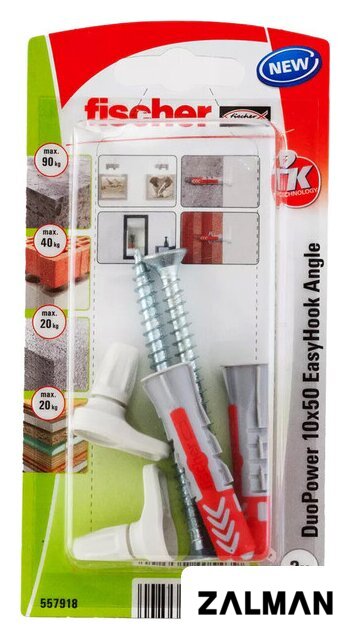 Дюбель-костыль Fischer EasyHook Angle DuoPower 10x50 K NV 557918 (2 шт)