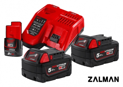 Аккумулятор с зарядным устройством Milwaukee M18 M18NRG-502 4933459217 (2 x 18В/5 Ач + 12В/2 Ач + 12-18В)