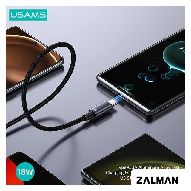 Кабель Usams US-SJ680 USB Type-A - USB Type-C (0.25 м, черный)