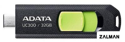 USB Flash ADATA UC300 32GB (черный/зеленый)
