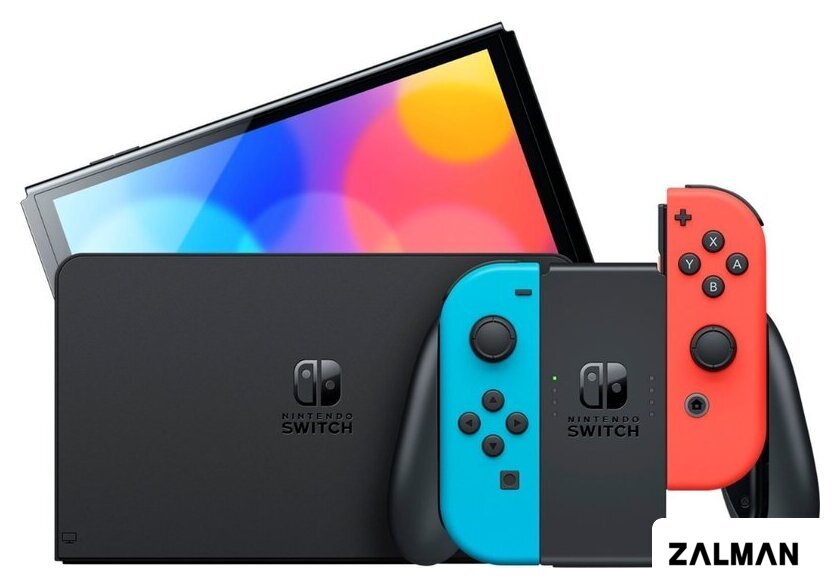 Игровая приставка Nintendo Switch OLED (черный, с неоновыми Joy-Con)