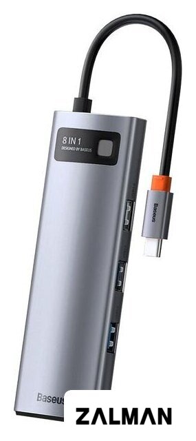 Док-станция Baseus Metal Gleam Series 8-in-1 Multifunctional Type-C HUB Docking Station CAHUB-CV0G