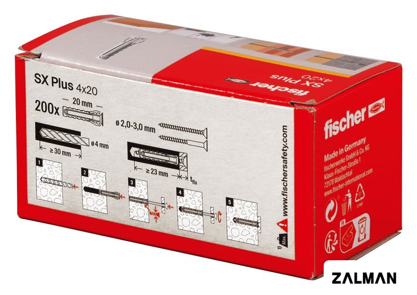 Дюбель универсальный Fischer SX Plus 4X20 568004 (200 шт)
