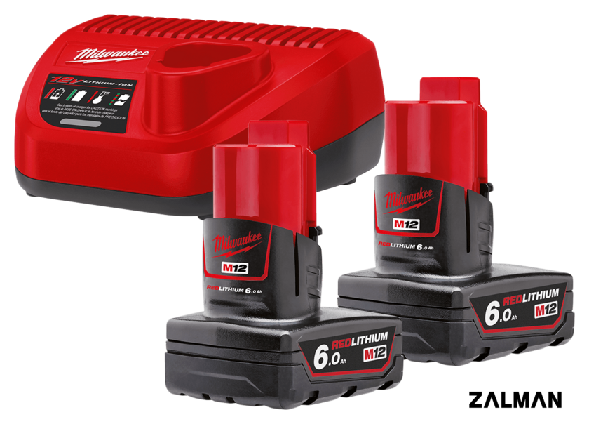 Аккумулятор с зарядным устройством Milwaukee M12 M12NRG-602 4933451903 (2 x 12В/6 Ач + 12В)