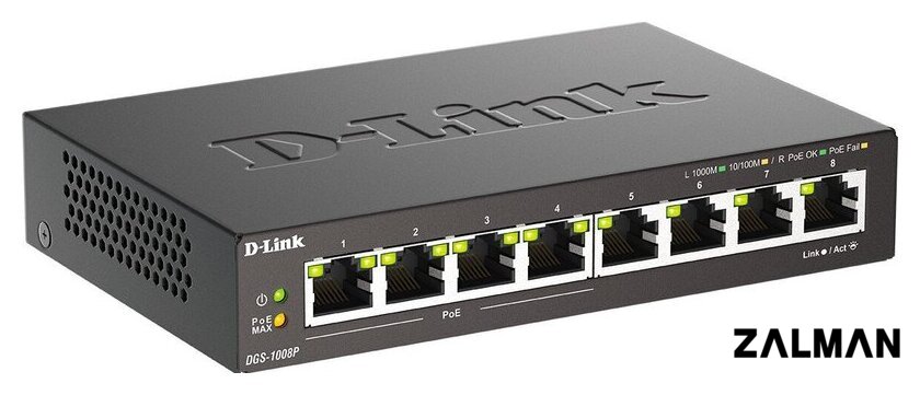 Неуправляемый коммутатор D-Link DGS-1008P/F3A