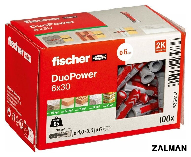 Дюбель универсальный Fischer DuoPower 6 x 30 535453 (100 шт)