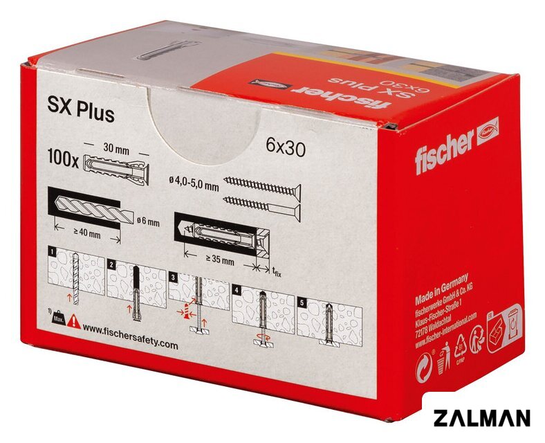 Дюбель универсальный Fischer SX Plus 6X30 568006 (100 шт)
