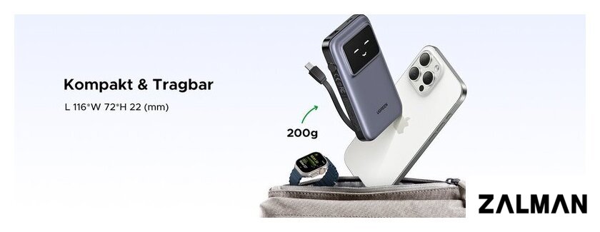 Внешний аккумулятор Ugreen PB511 10000mAh (серый)