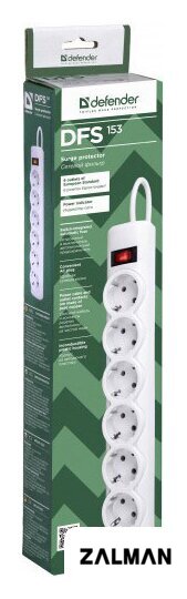 Сетевой фильтр Defender 6 розеток, 3 м, белый (DFS 153)
