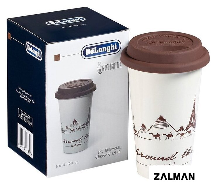 Многоразовый стакан DeLonghi DLSC057 0.3л (белый/коричневый)