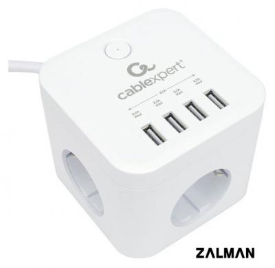 Сетевой фильтр Cablexpert CUBE-3-U4-W-1.5