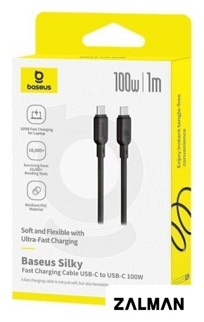 Кабель Baseus Silky Series Fast Charging Cable 100W USB Type-C - USB Type-C (1 м, черный)