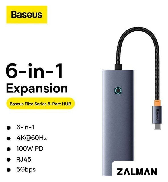 Док-станция Baseus Flite Series 6-Port Hub Docking Station B00052807813-00