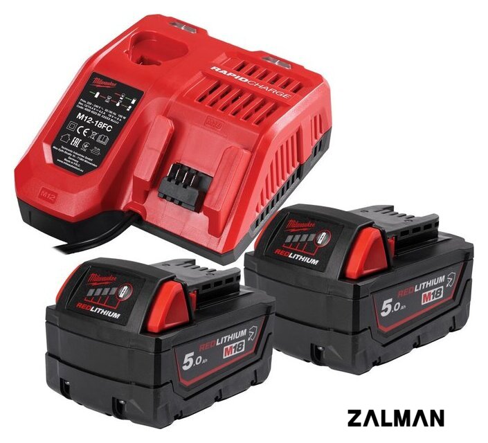 Аккумулятор с зарядным устройством Milwaukee M18 M18NRGCR-502 4932479831 (2 x 18В/5 Ач + 12-18В)