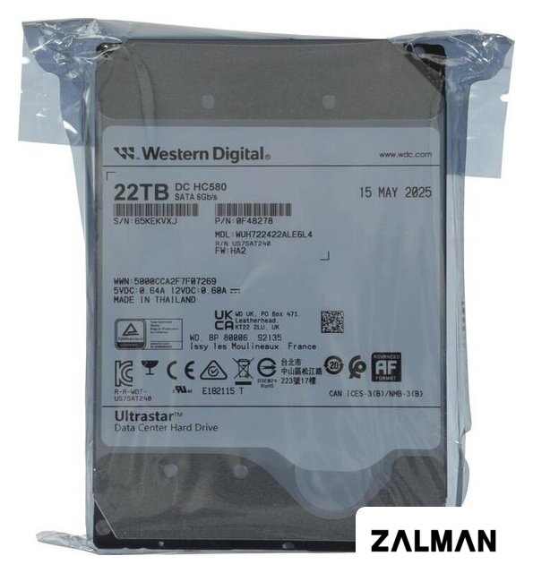 Жесткий диск WD Ultrastar DC HC580 22TB WUH722422ALE6L4