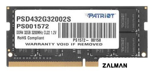 Оперативная память Patriot Signature Line 32GB DDR4 SODIMM PSD432G32002S