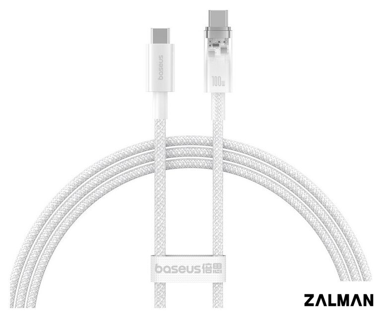 Кабель Baseus Explorer Series Fast Charging Cable Auto Power-Off For Overheating 100W USB Type-C - USB Type-C (1 м, белый)