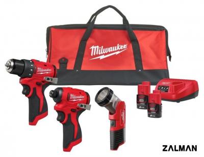 Наборы электроинструментов Milwaukee M12 BLPP3A-202B 4933499694 (шуруповерт, винтоверт, фонарь, 2 АКБ, сумка)