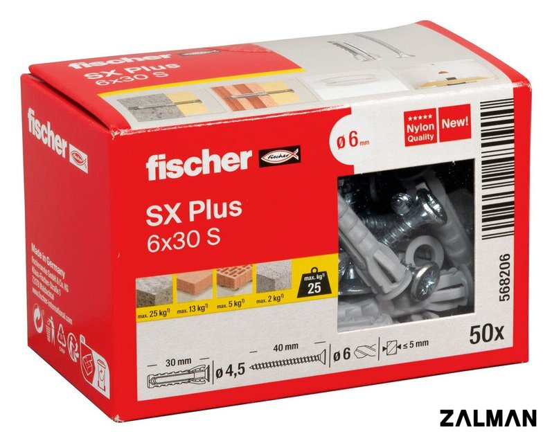 Дюбель универсальный Fischer SX Plus 6X30 S/Screw 568206 (50 шт)