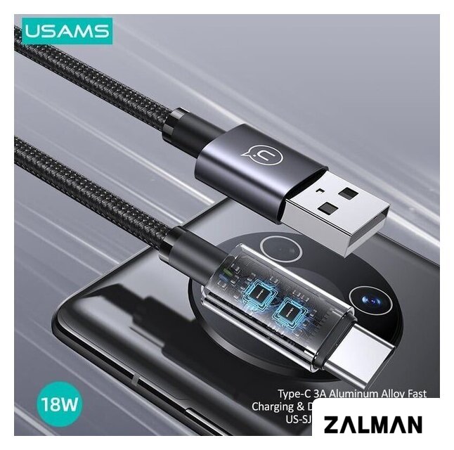 Кабель Usams US-SJ680 USB Type-A - USB Type-C (0.25 м, черный)