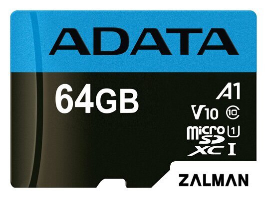 Карта памяти ADATA Premier AUSDX64GUICL10A1-RA1 microSDXC 64GB (с адаптером)