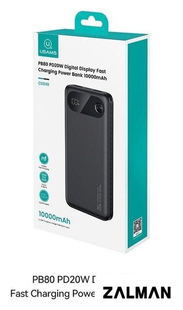 Внешний аккумулятор Usams CD249 PB80 10000mAh (черный)