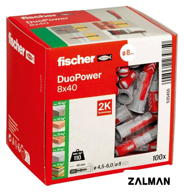 Дюбель универсальный Fischer DuoPower 8 x 40 535455 (100 шт)