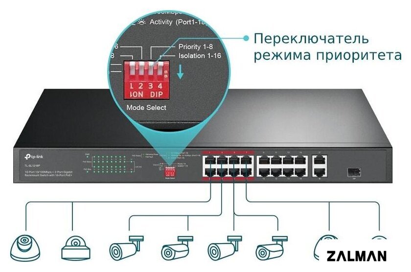 Неуправляемый коммутатор TP-Link TL-SL1218P