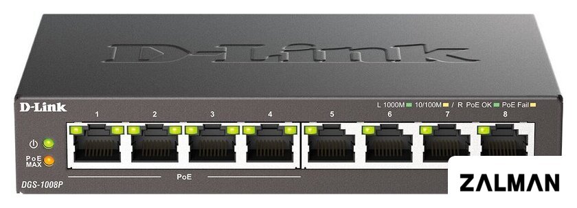 Неуправляемый коммутатор D-Link DGS-1008P/F3A