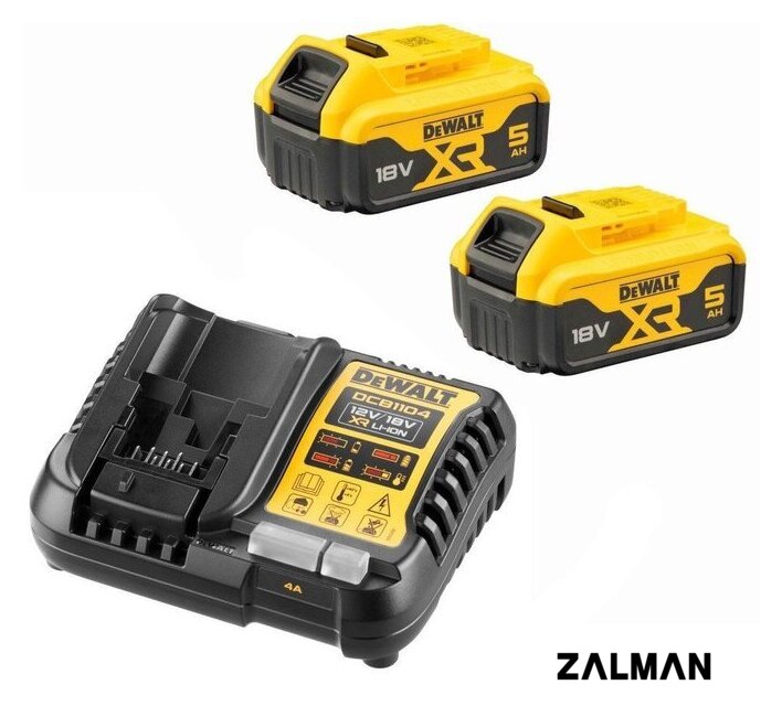 Аккумулятор с зарядным устройством DeWalt DCB1104P2 (18В/2x5 Ач + 12/18В)