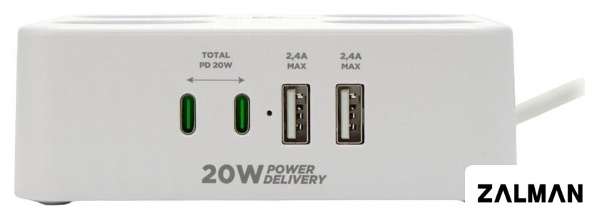 Сетевой фильтр Cablexpert PLT-4-C2U2-W-2